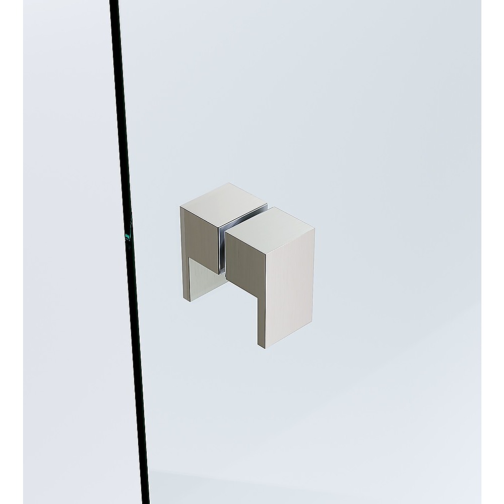 120cm Wall to Wall Frameless Shower Screen with Nickel Brackets and SS Hinges, Square Double Pull Handle