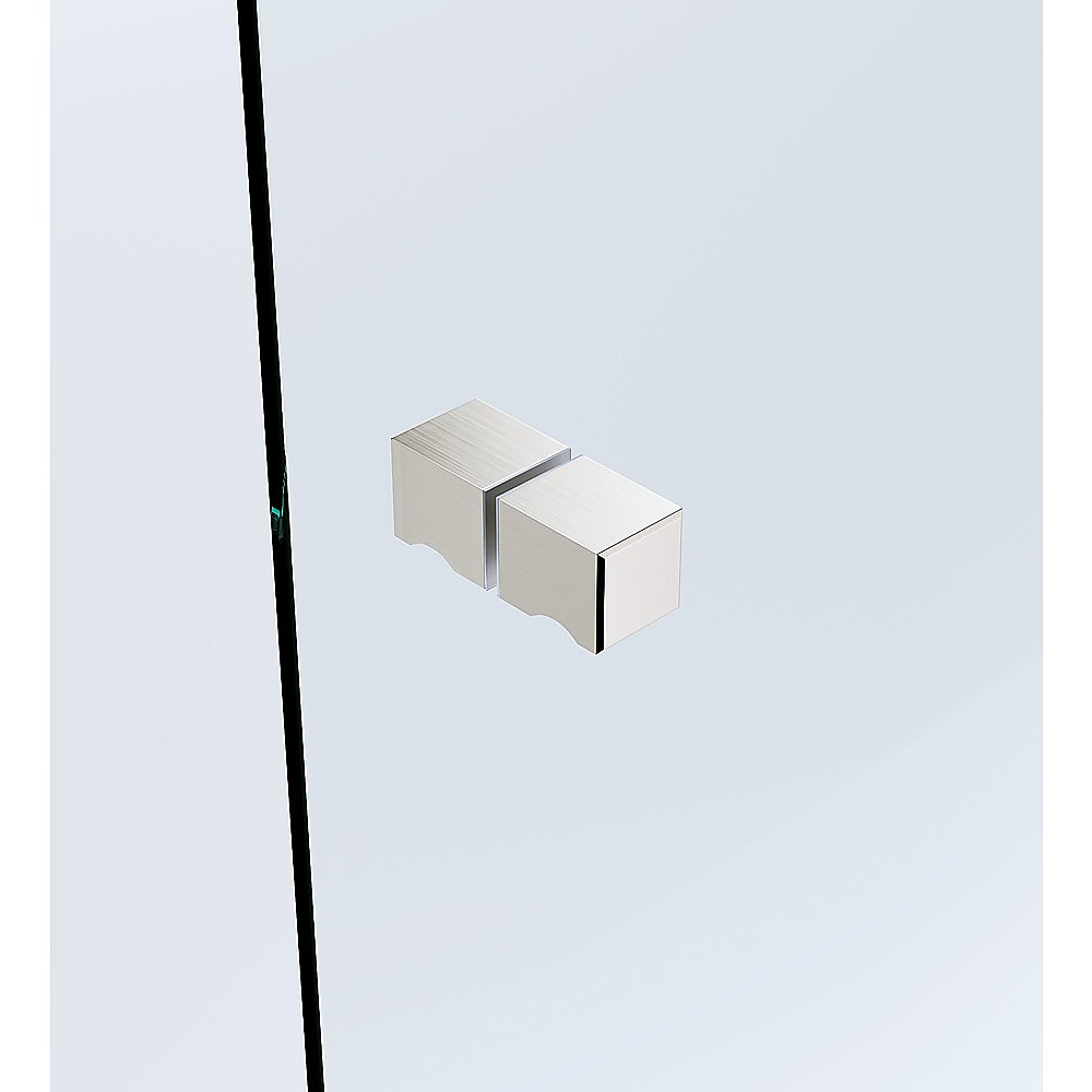 110cm Wall to Wall Frameless Shower Screen with Nickel Wall & Floor U Brackets and Brass Hinges, Square Knob Handle