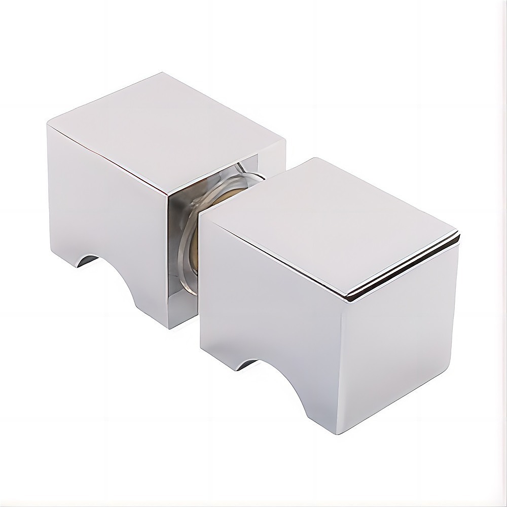 120cm Wall to Wall Frameless Shower Screen with Chrome Wall U-Brackets and Brass Hinges, Square Knob Handle