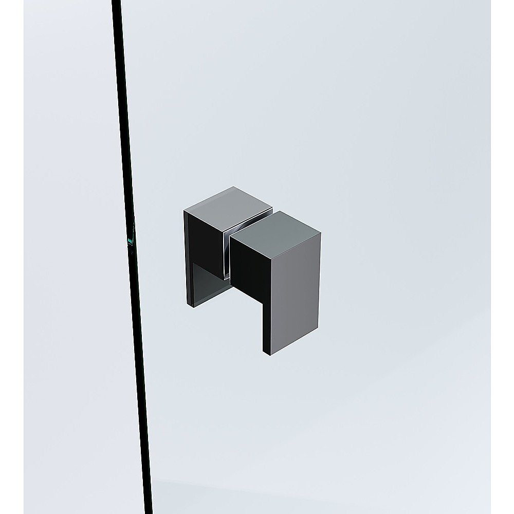90cm Wall to Wall Frameless Shower Screen with Black Wall & Floor F Bracket and Brass Hinges, Square Double Pull Handle