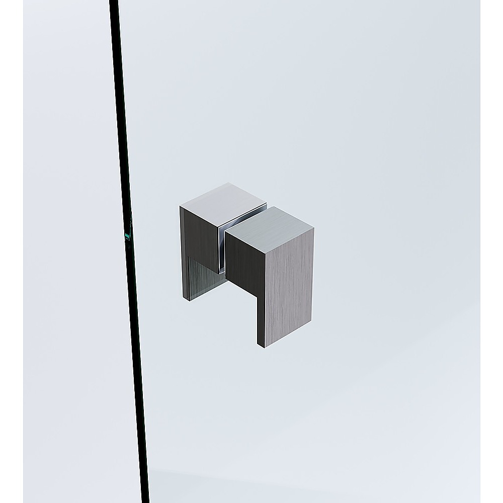 90cm Wall to Wall Frameless Shower Screen with Gunmetal Wall U-Brackets and Brass Hinges, Square Double Pull Handle