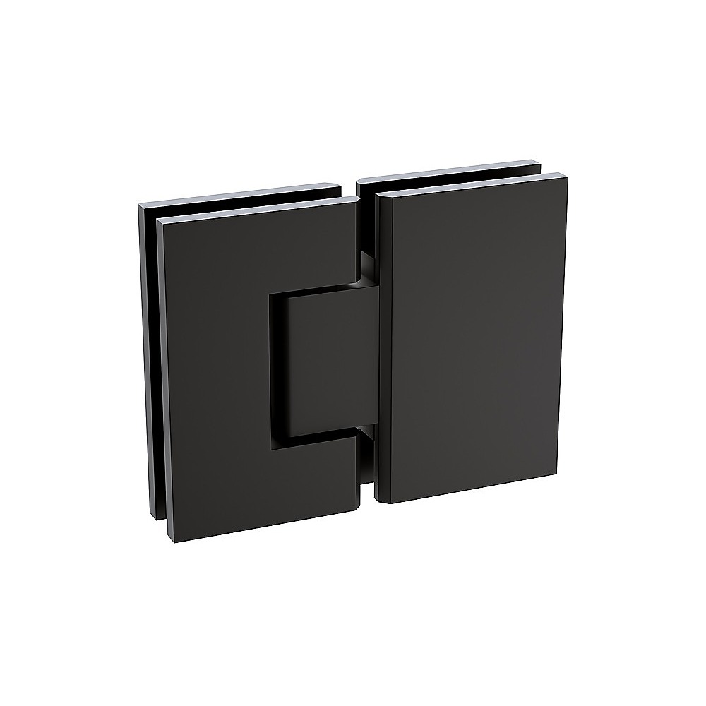 90cm Wall to Wall Frameless Shower Screen – Black Wall Channel, SS Hinges & Square Double Pull Handle