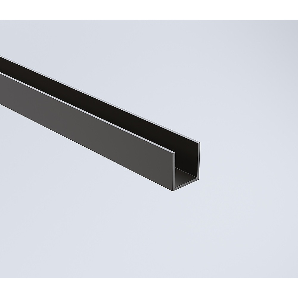 90cm Wall to Wall Frameless Shower Screen – Black Wall & Floor Channel, SS Hinges & Square Double Pull Handle
