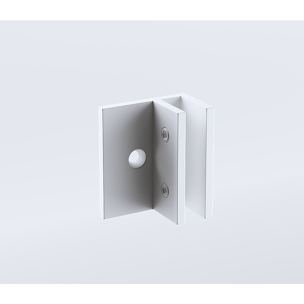 90x90cm Corner Frameless Shower Screen with White Wall & Floor F-Brackets and SS Hinges, Square Knob Handle