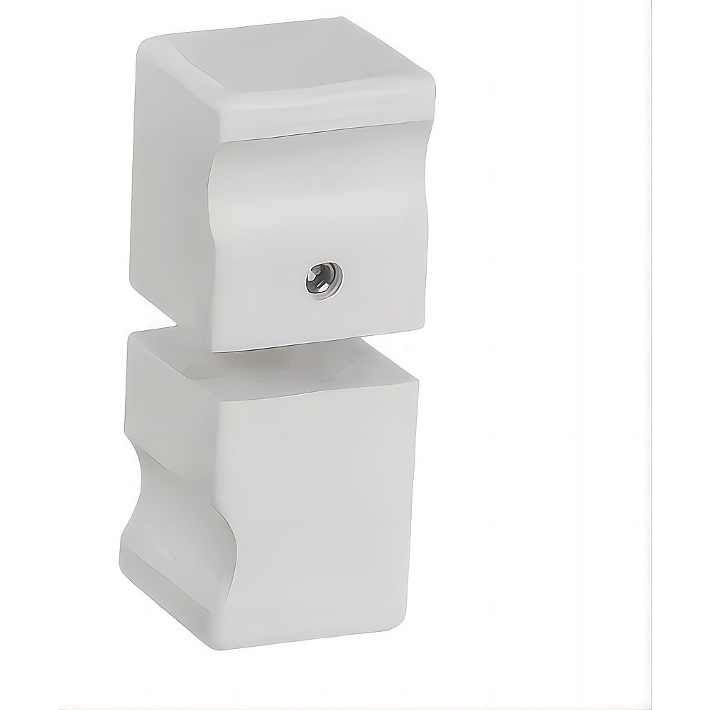 110x90cm Corner Frameless Shower Screen with White Wall F-Brackets and SS Hinges, Square Knob Handle