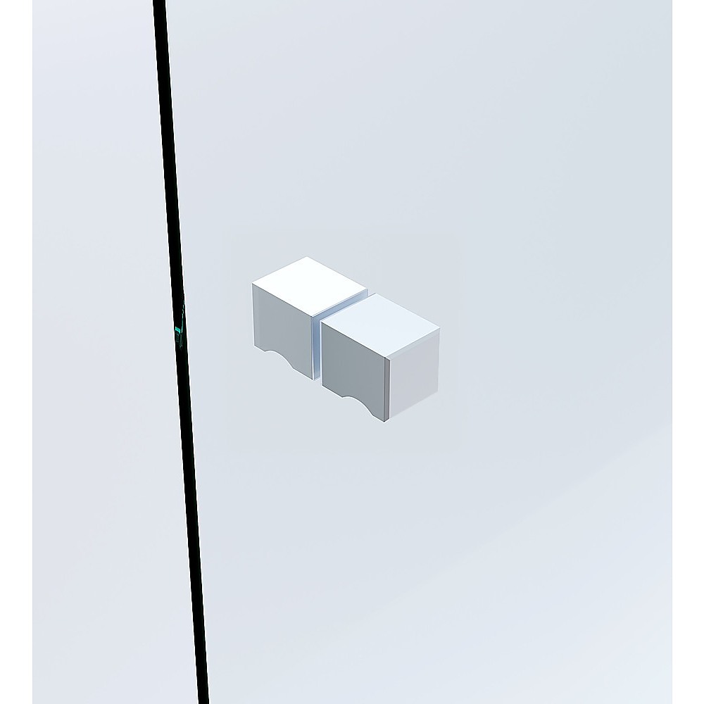 120x110cm Corner Frameless Shower Screen with White Wall F-Brackets and SS Hinges, Square Knob Handle