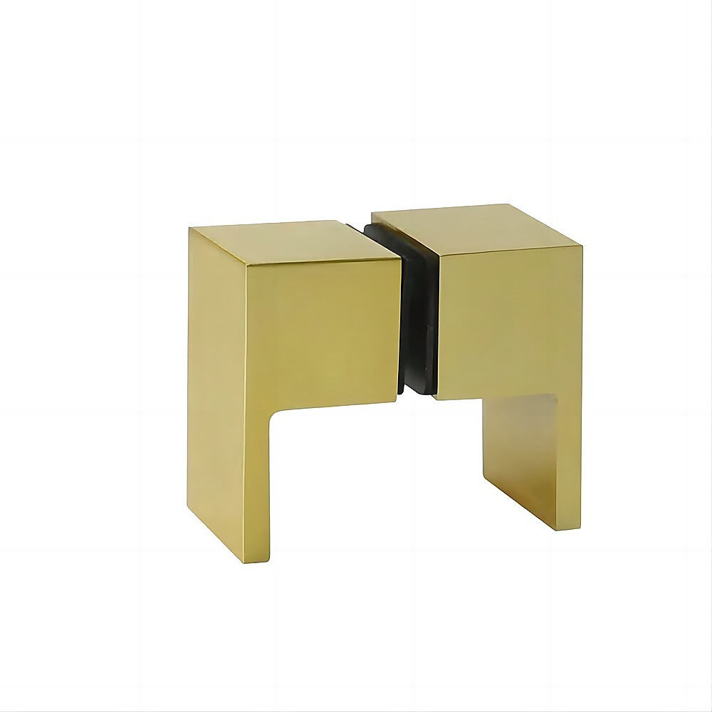 90x80cm Corner Frameless Shower Screen with Gold Wall U-Brackets and SS Hinges, Square Double Pull Handle