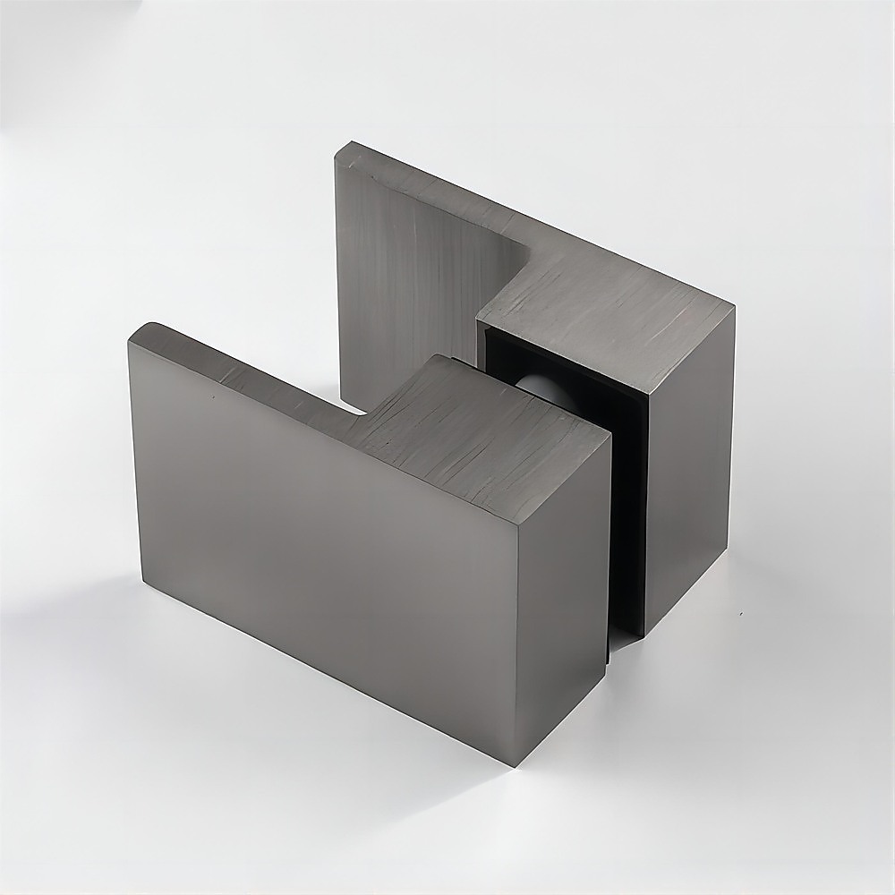 90x80cm Corner Frameless Shower Screen with Gunmetal Wall & Floor U-Brackets and SS Hinges, Square Double Pull Handle