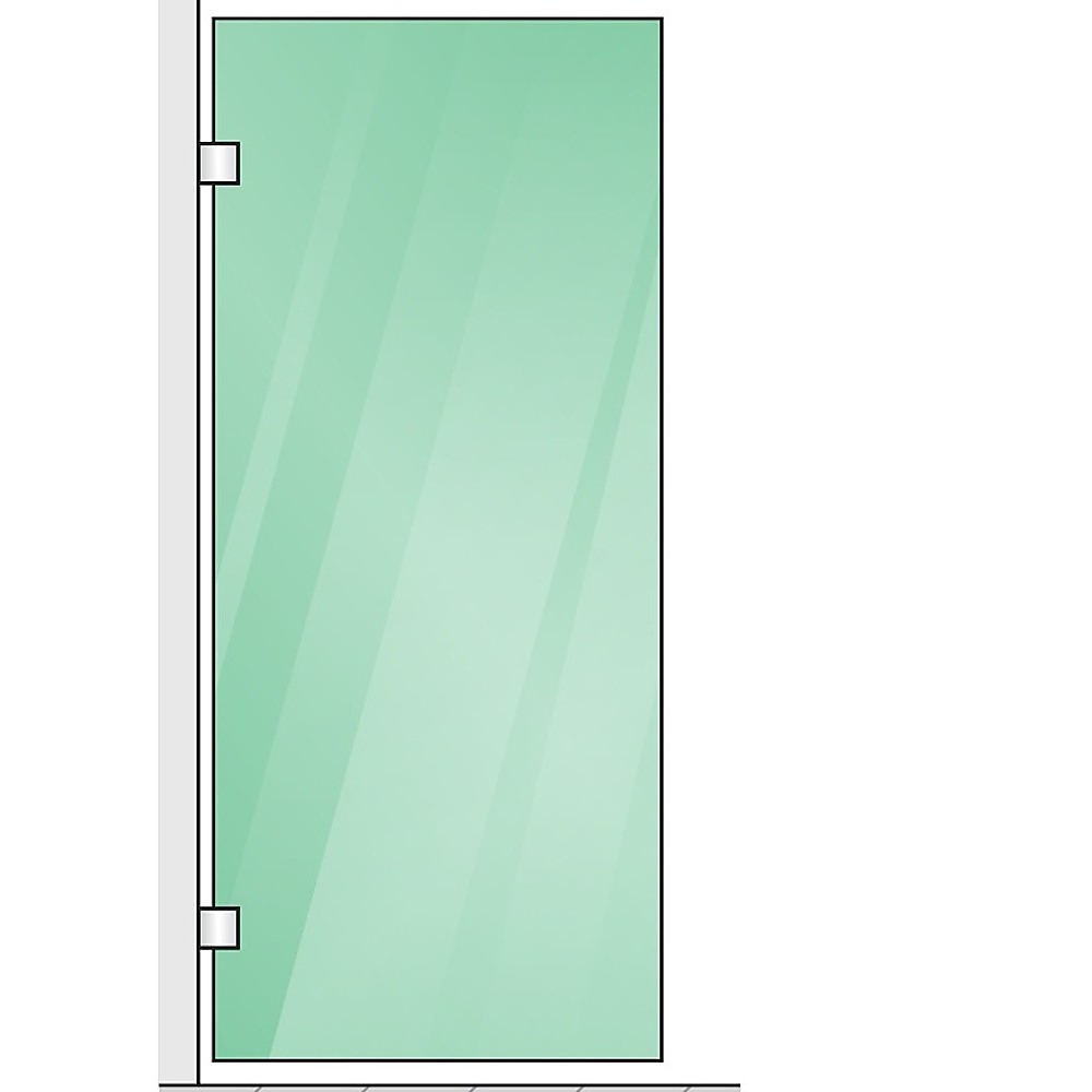 120x80cm Corner Frameless Shower Screen with Black Wall & Floor F-Brackets and SS Hinges, Square Double Pull Handle
