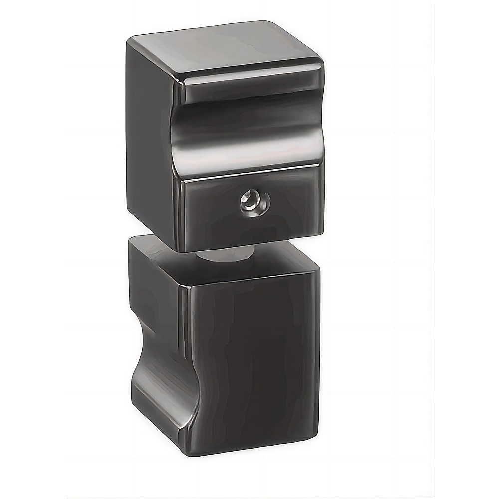 120x110cm Corner Frameless Shower Screen with Gunmetal Wall U-Brackets and Brass Hinges, Square Knob Handle