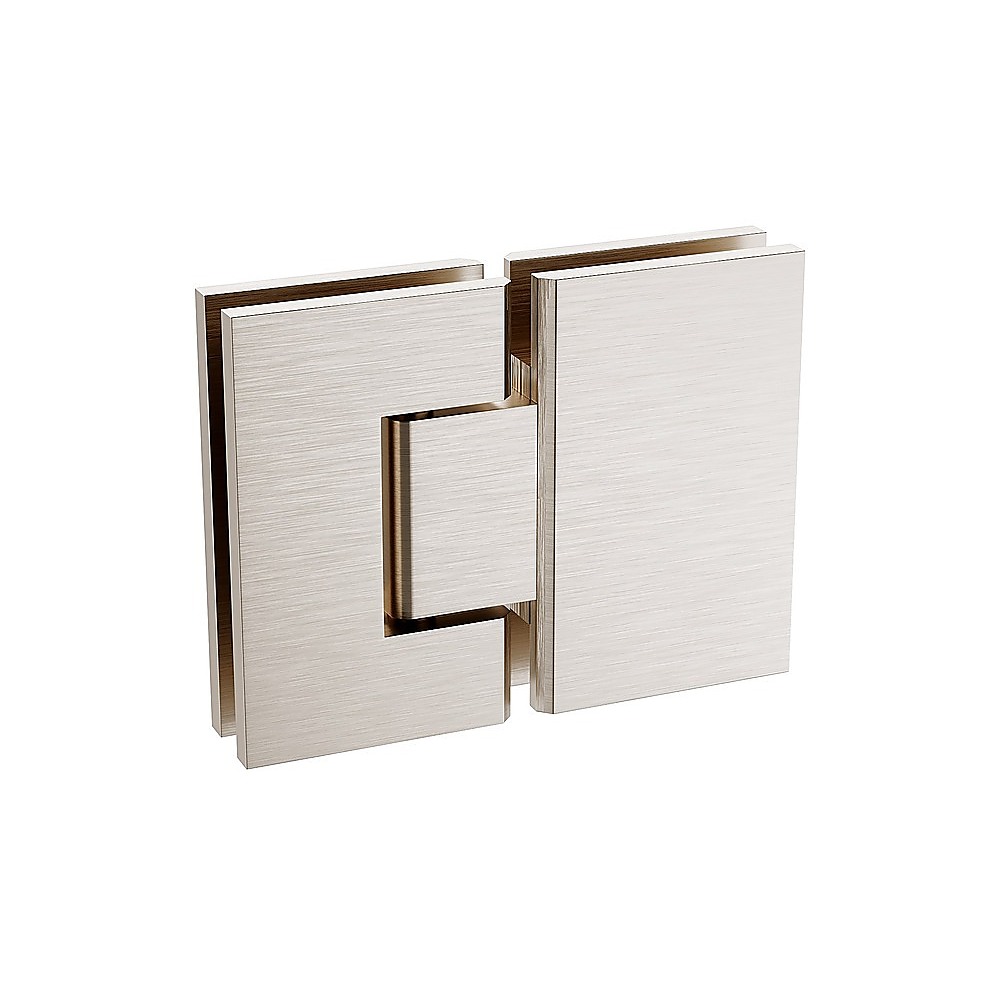 110x110cm Corner Frameless Shower Screen with Nickel Brackets and Brass Hinges, Round Knob Handle