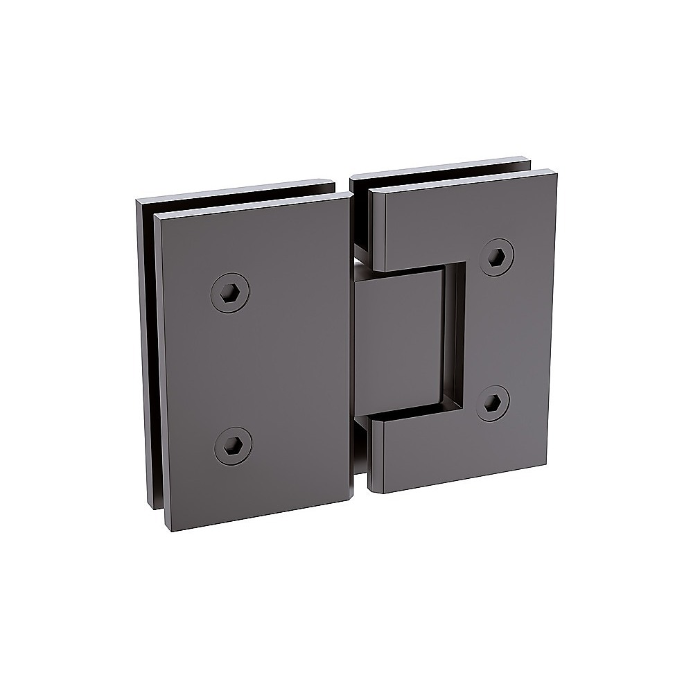 120x80cm Corner Frameless Shower Screen with Gunmetal Wall & Floor U-Brackets and Brass Hinges, Round Knob Handle