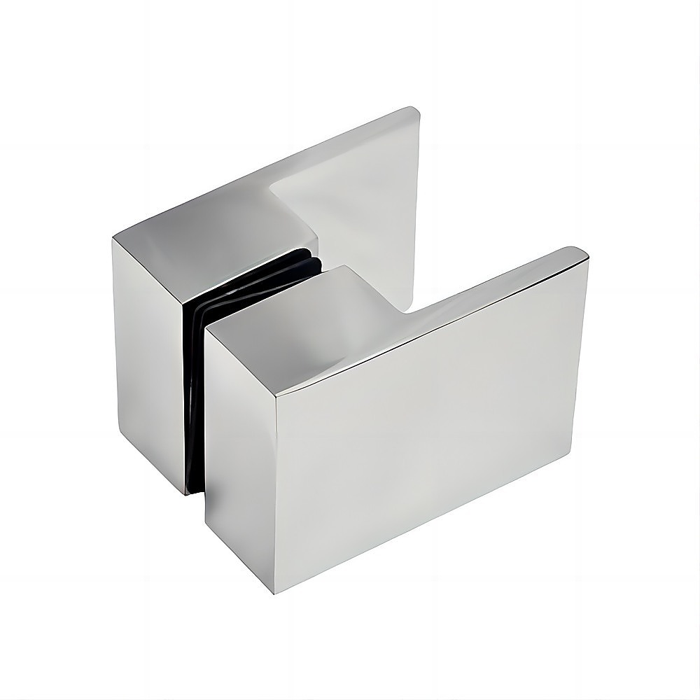 120x80cm Corner Frameless Shower Screen with Chrome Wall & Floor U-Brackets and Brass Hinges, Square Double Pull Handle