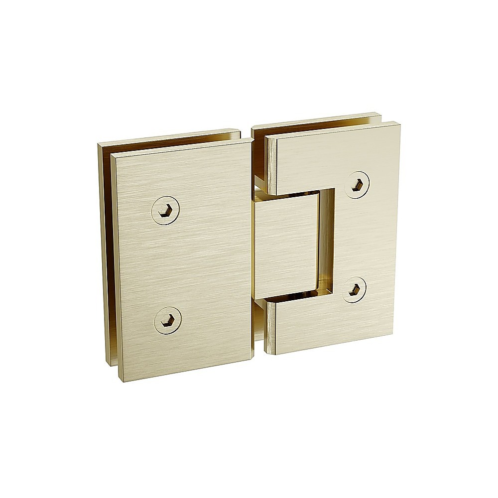 90x80cm Corner Frameless Shower Screen with Gold Wall & Floor Channel and SS Hinges, Round Knob Handle