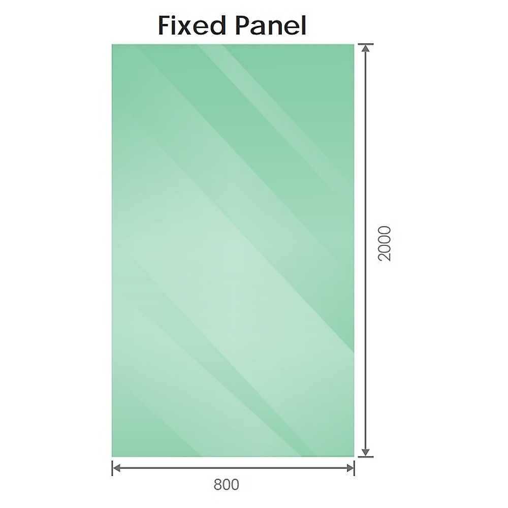 90x80cm Corner Frameless Shower Screen with Chrome Wall & Floor Channel and SS Hinges, Square Double Pull Handle