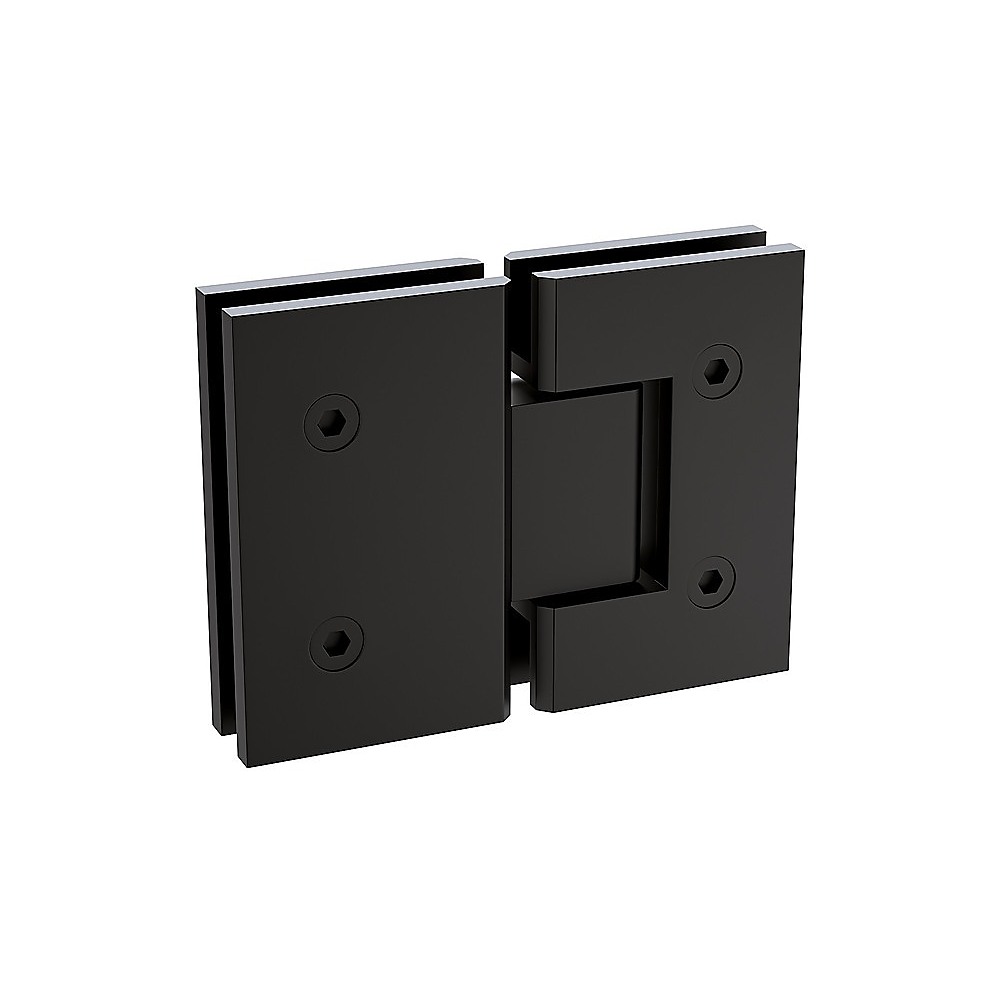 90x80cm Corner Frameless Shower Screen with Black Wall Channel and SS Hinges, Square Double Pull Handle