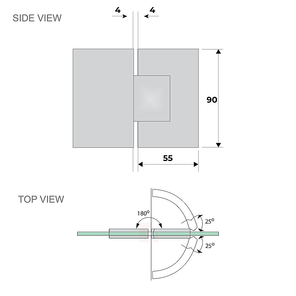 120x110cm Corner Frameless Shower Screen with Black Wall Channel and SS Hinges, Square Double Pull Handle