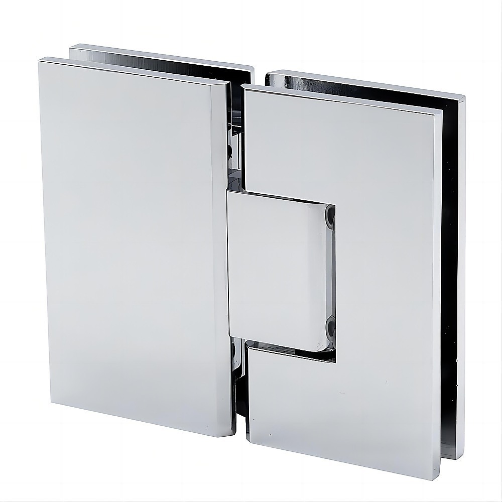 120x120cm Double Door Corner Shower Screen – Channels with Brass Hinges in Chrome, Square knob Handles