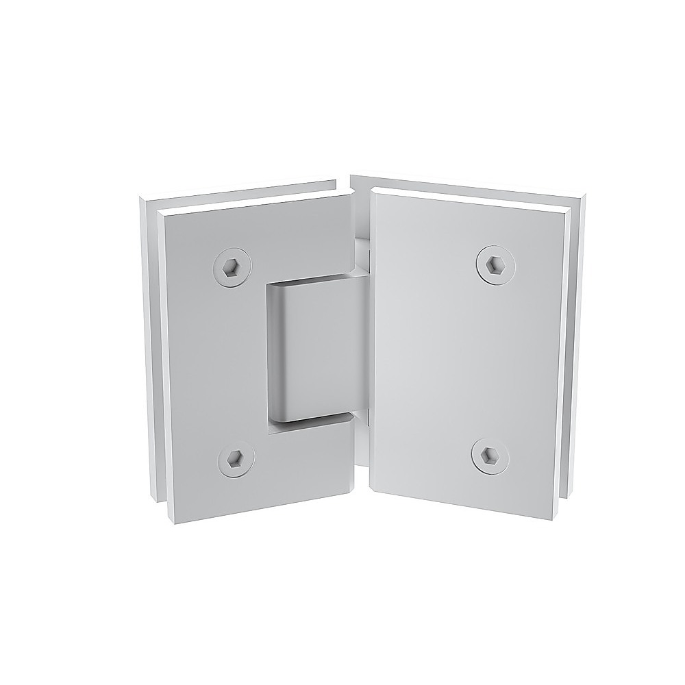 90cm Frameless Diamond Shower Screen – White F-Brackets, SS Hinges & Square Knob Handle