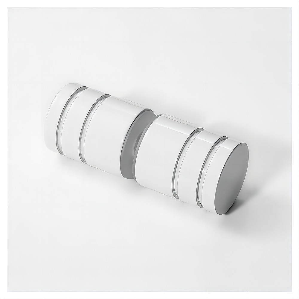 90cm Frameless Diamond Shower Screen – White F-Brackets, SS Hinges & Round Knob Handle
