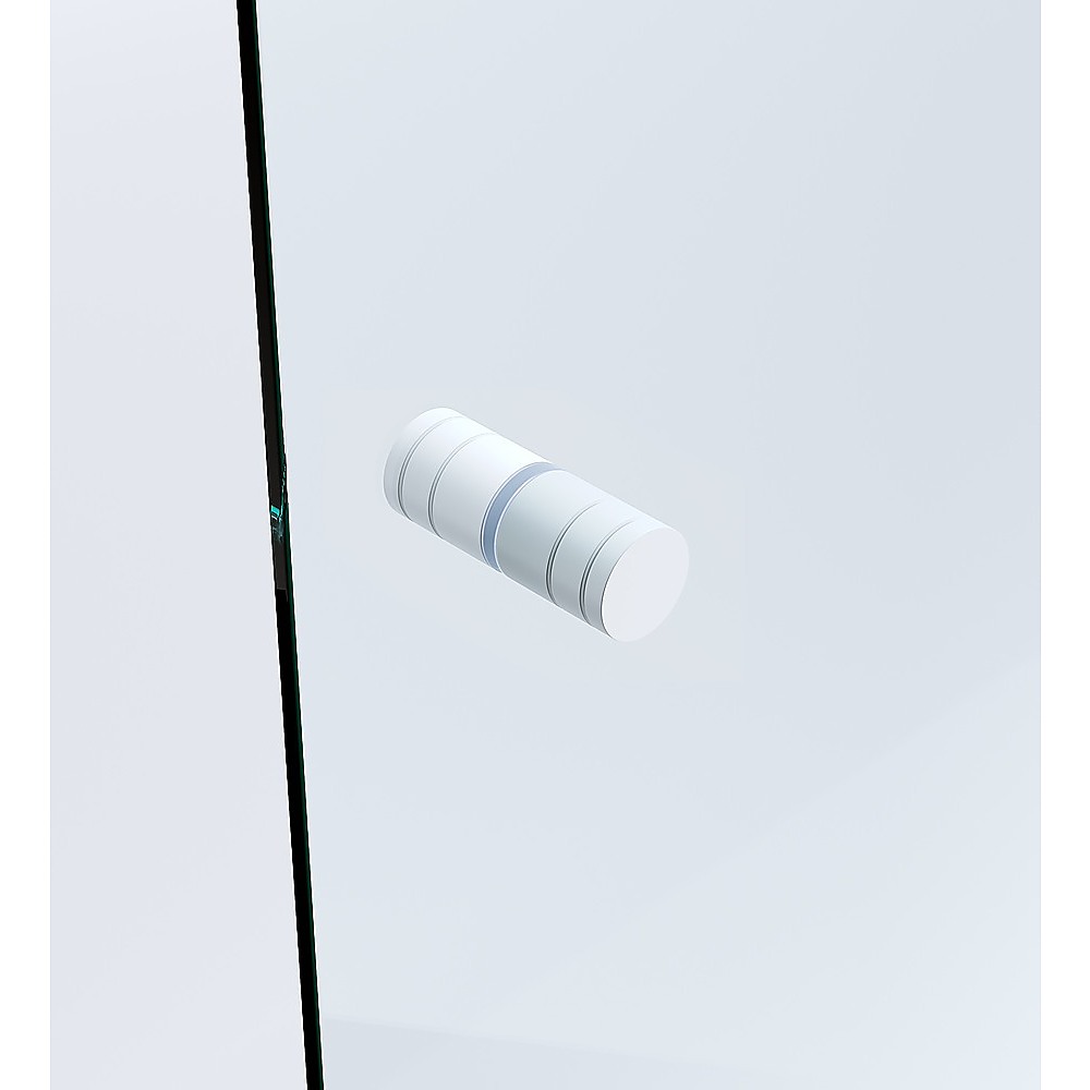 90cm Frameless Diamond Shower Screen – White F-Brackets, SS Hinges & Round Knob Handle