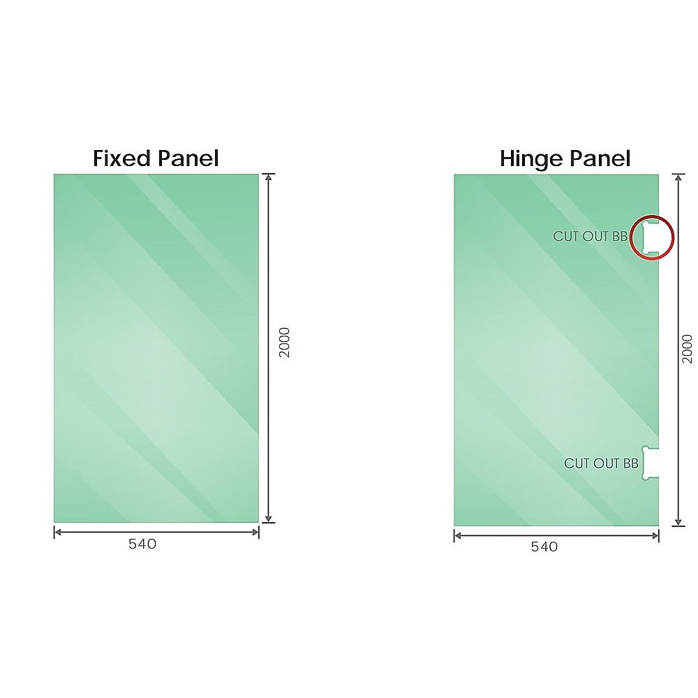 100cm Frameless Diamond Shower Screen with Nickel Brackets and Brass Hinges, Square Double Pull Handle