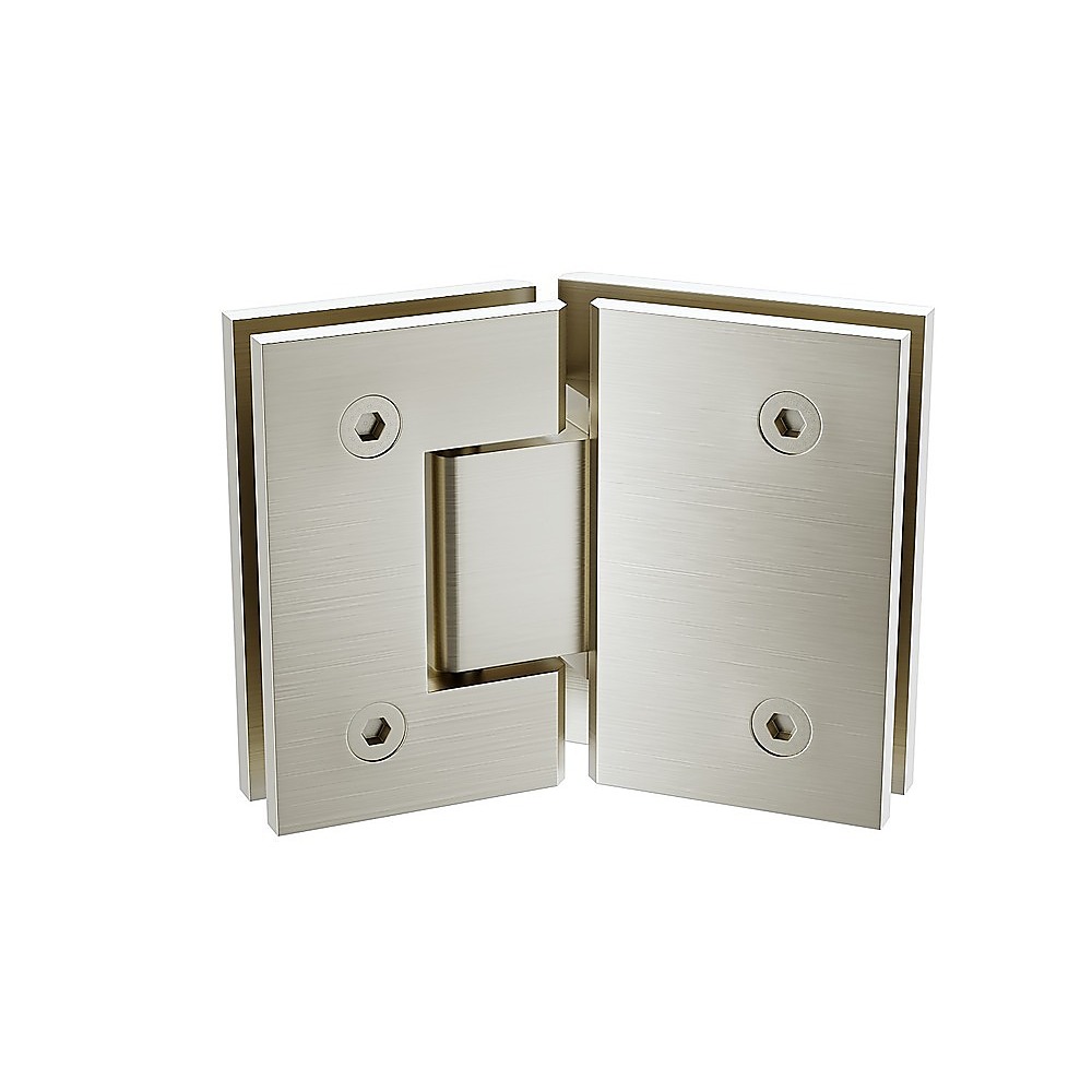 90cm Frameless Diamond Shower Screen with Channels and Brass Hinges - Nickel