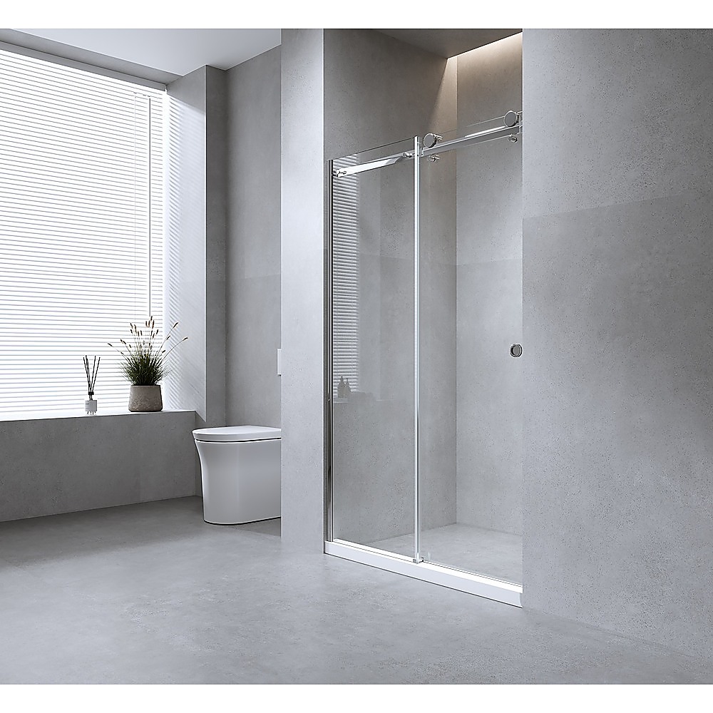 170cm Frameless Glass Sliding Shower Door with Chrome Rail and Hardware