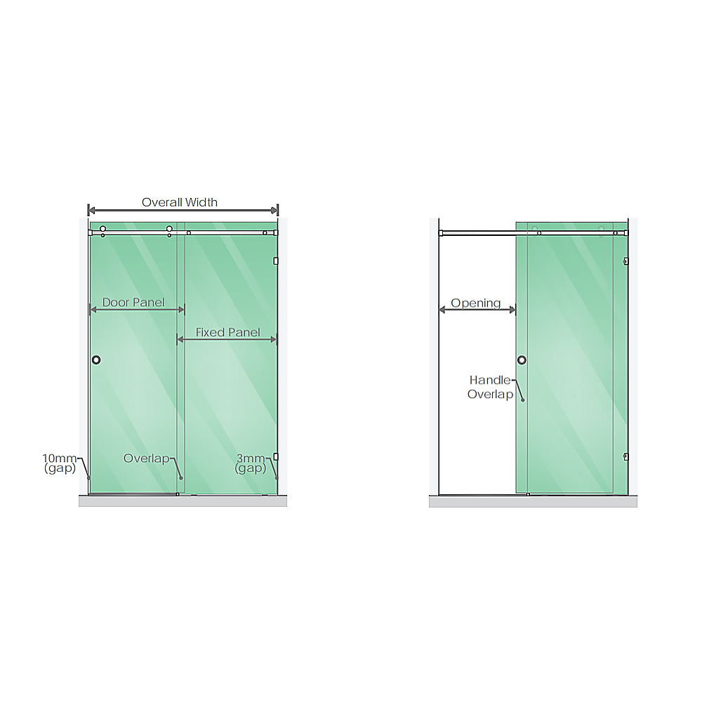 140cm Frameless Glass Sliding Shower Door with Gold Rail and Hardware