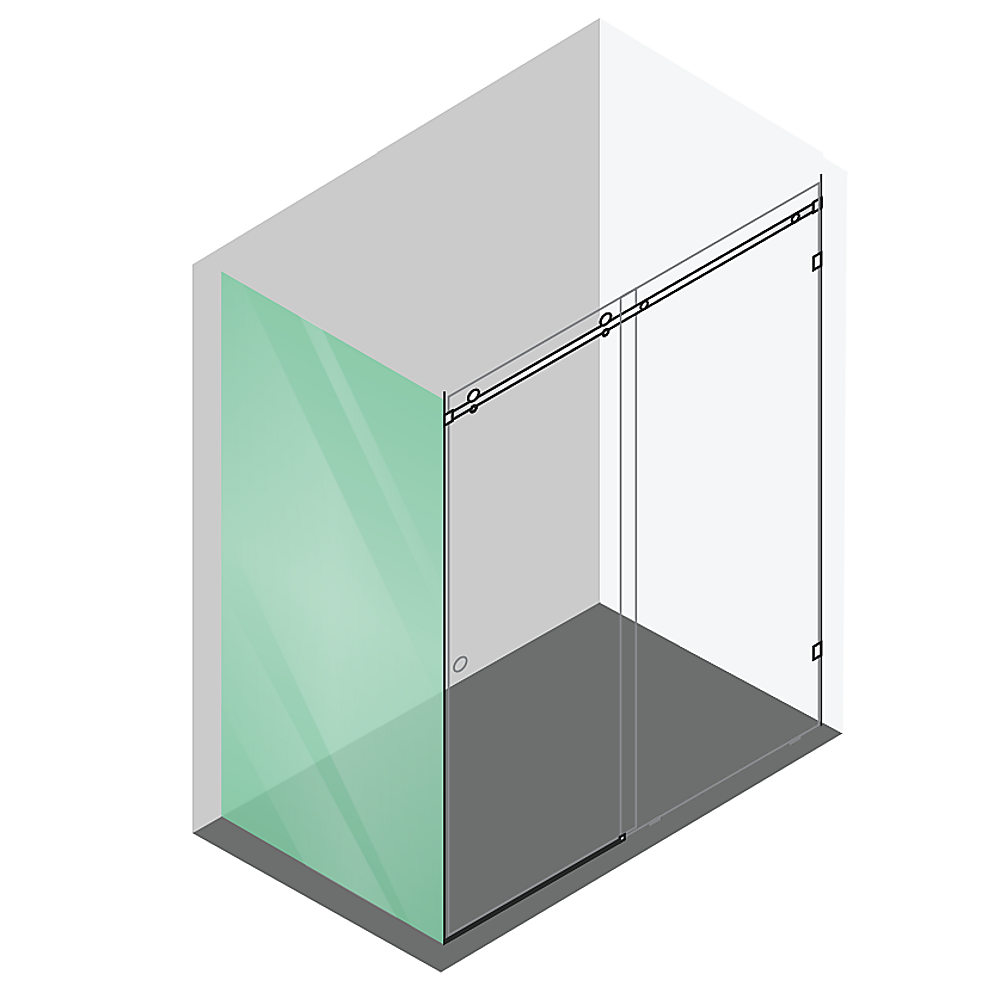 140x100cm Frameless Glass Sliding Corner Shower – With Black Rail and Wall channel for Contemporary Bathrooms