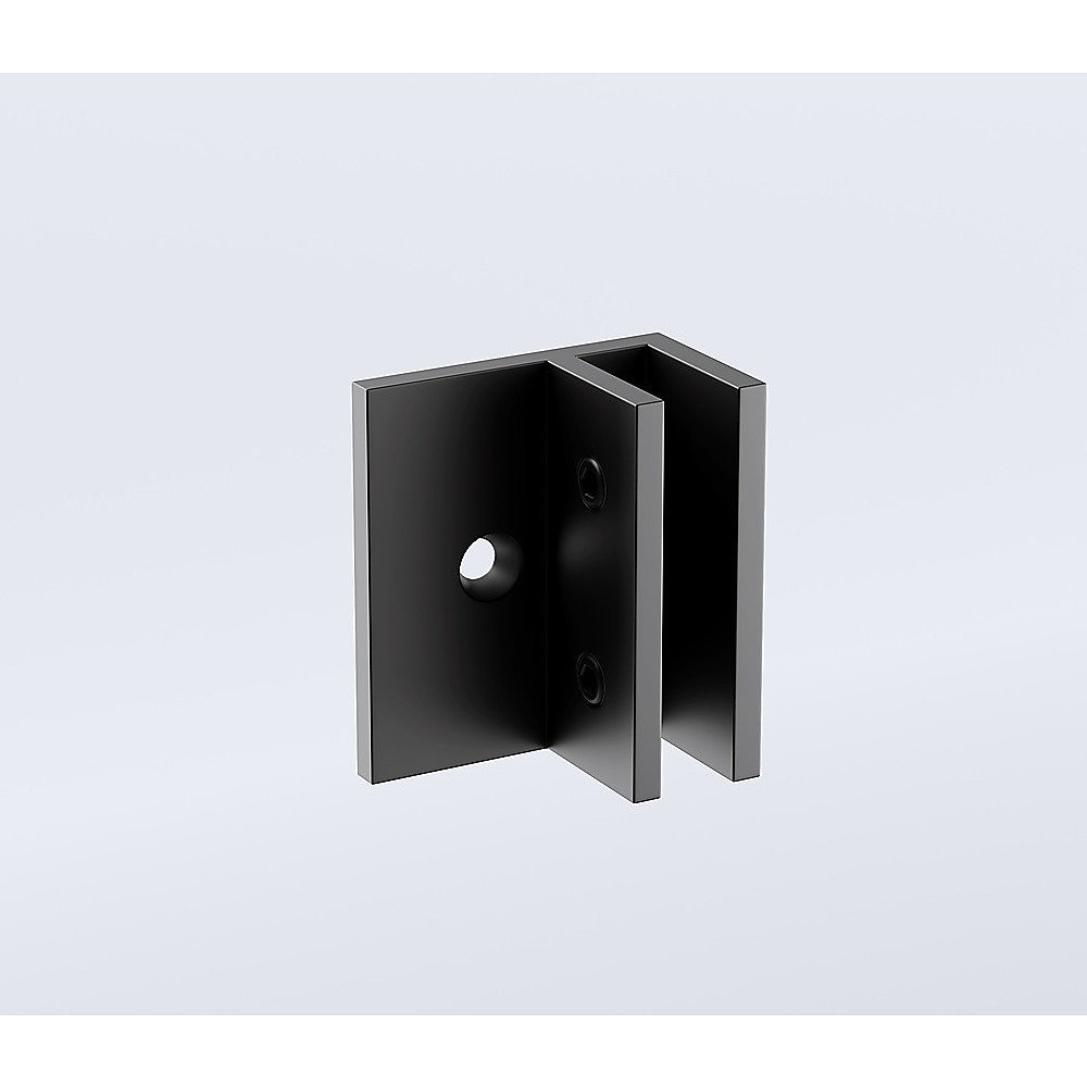 90cm Reeded Single Shower Glass Screen with Black F-brackets & Square Pole