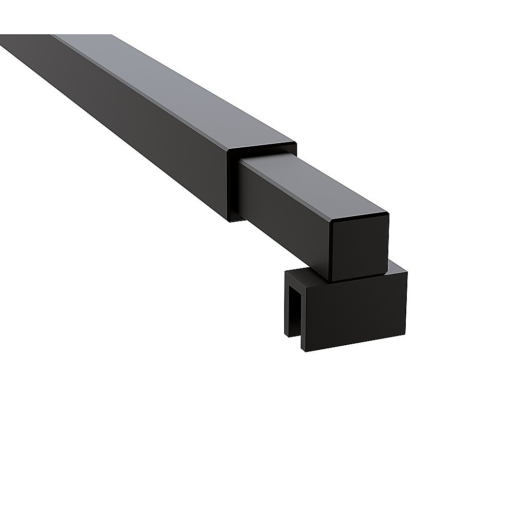 90cm Reeded Single Shower Glass Screen with Black F-brackets & Square Pole