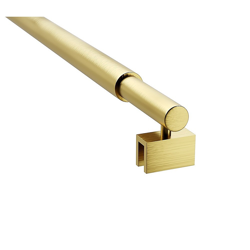 90cm Reeded Single Shower Glass Screen with Gold U-brackets & Round Pole