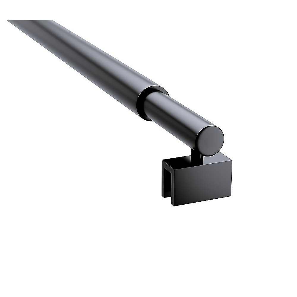 100cm Reeded Single Shower Glass Screen with Black U-brackets & Round Pole
