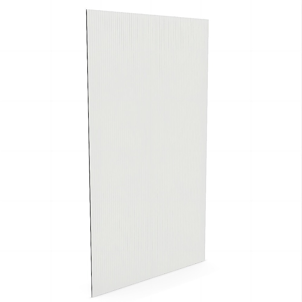 100cm Reeded Single Shower Glass Screen with Gunmetal F-brackets & Round Pole