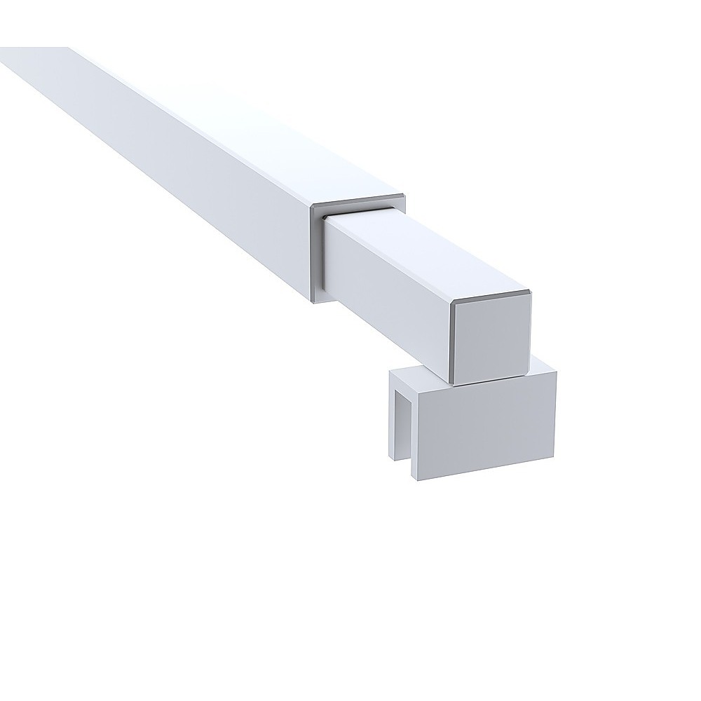 110cm Reeded Single Shower Glass Screen with White F-brackets & Square Pole
