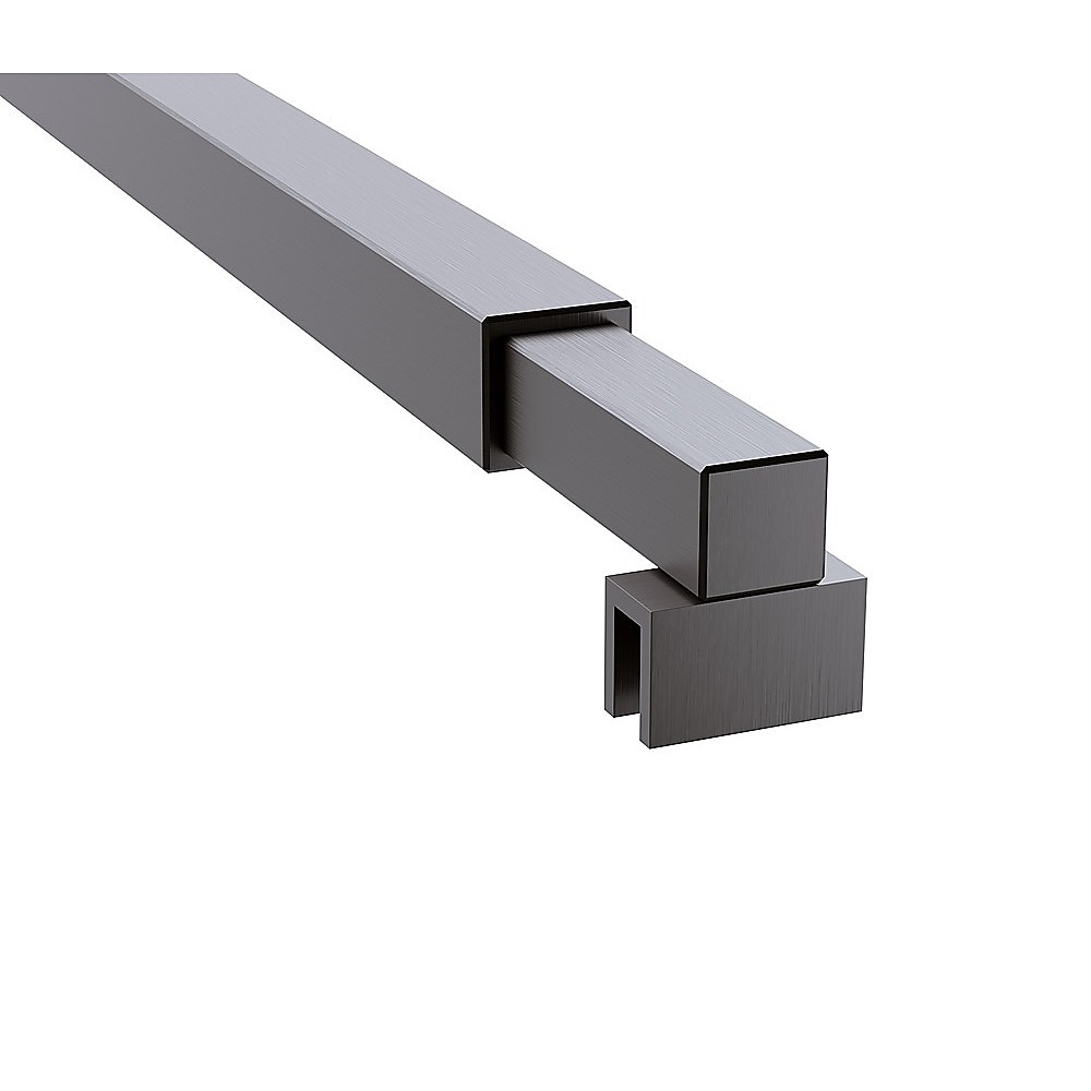 80cm Reeded Single Shower Glass Screen with Gunmetal Wall Channel & Square Pole