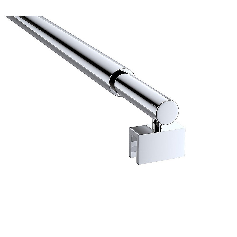 70x210cm Glass Shower Screen with Chrome U-brackets & Round Pole