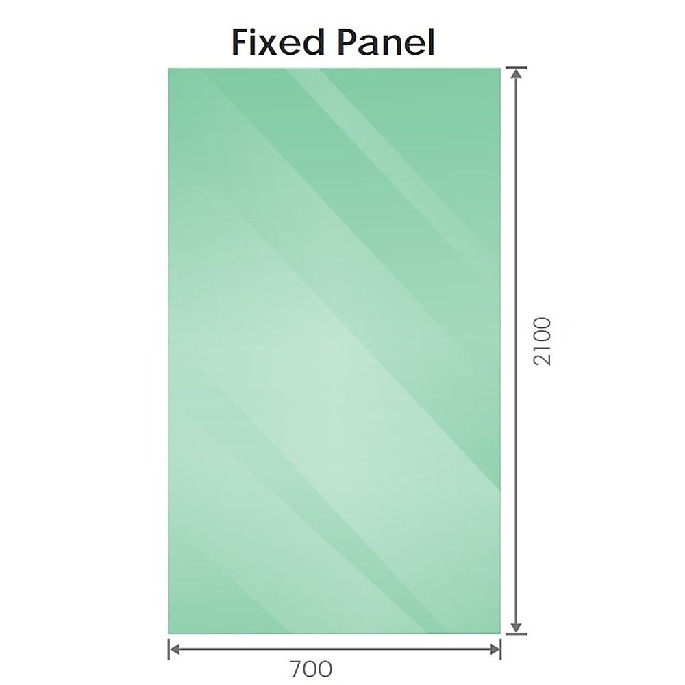70x210cm Glass Shower Screen with Nickel Wall F-Brackets