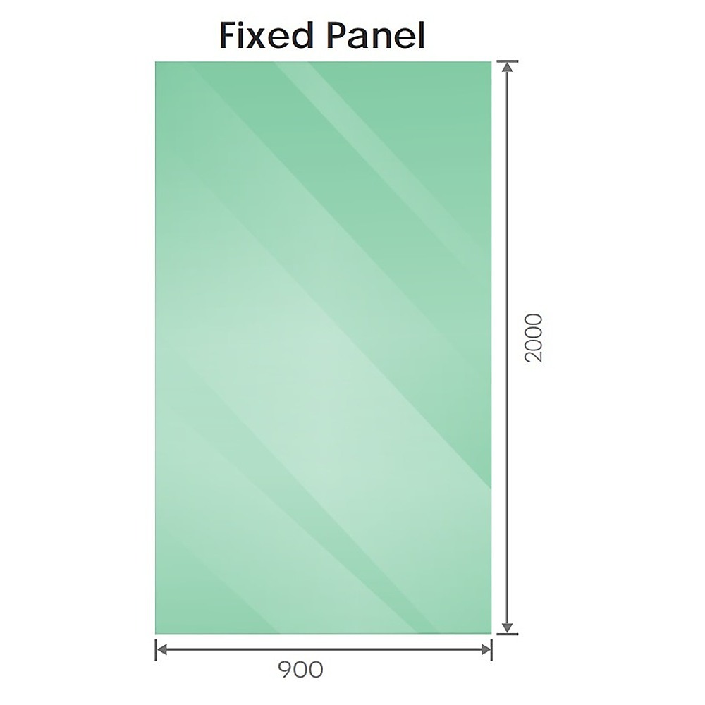 90x200cm Glass Shower Screen with Nickel Wall & Floor U Brackets