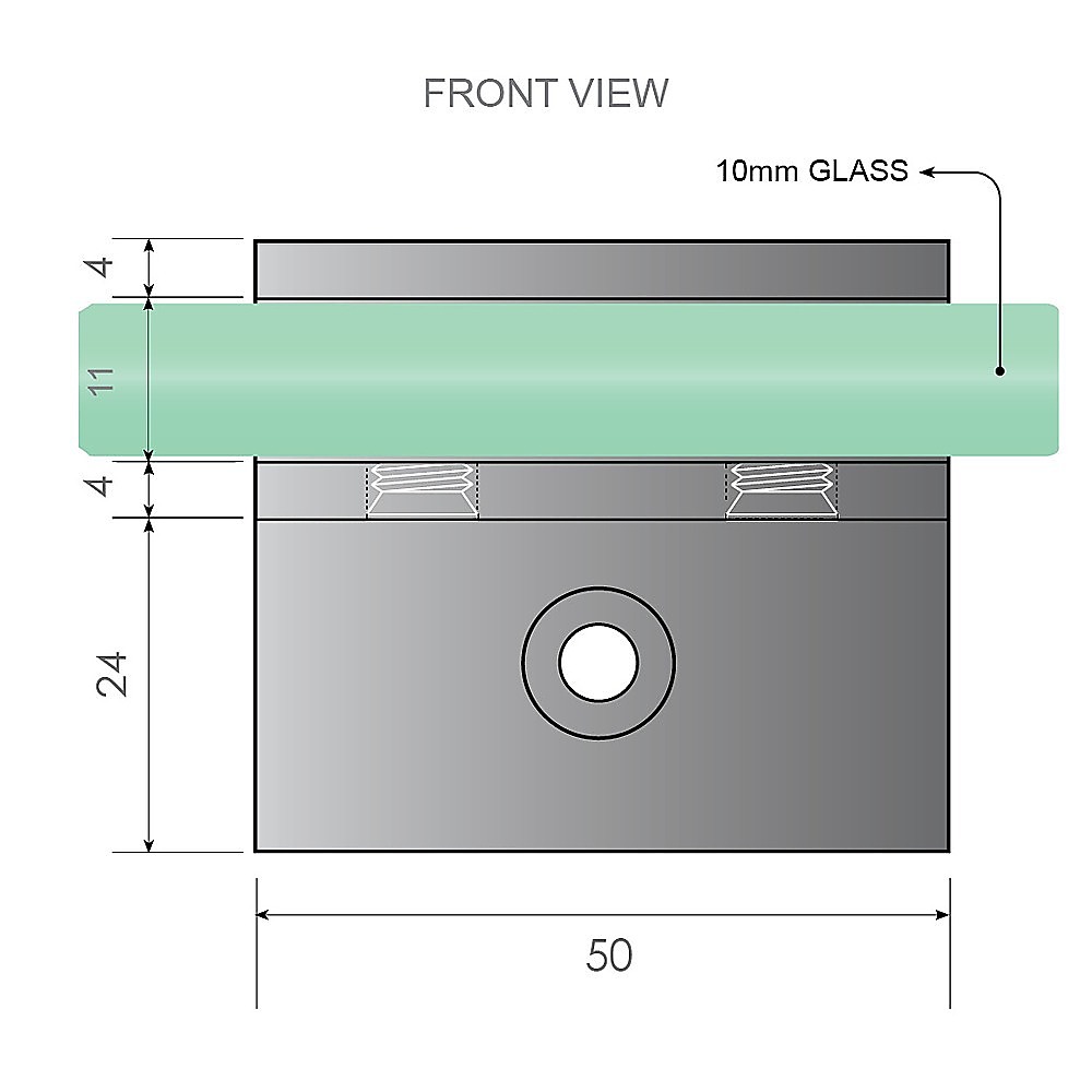 100x200cm Single Shower Glass Screen with Nickel F-brackets & Round Pole