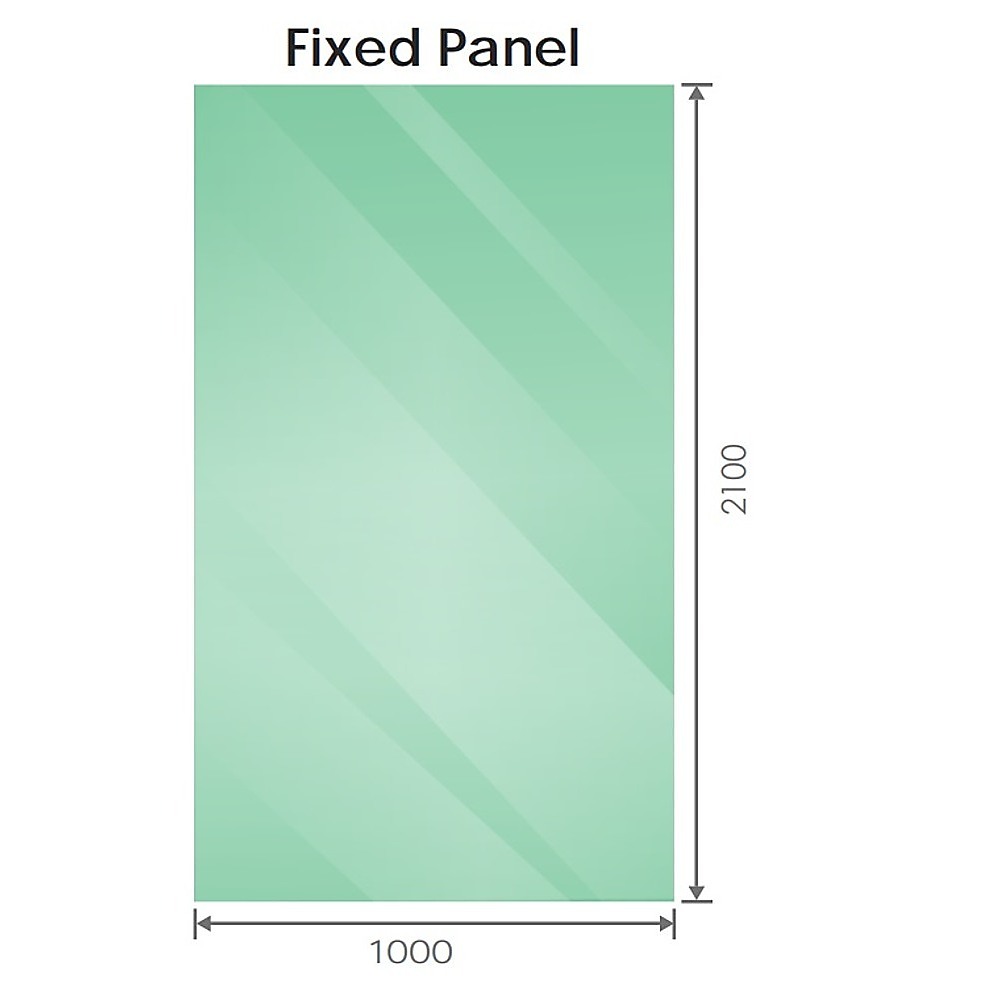 100x210cm Glass Shower Screen with Chrome F-brackets & Square Pole