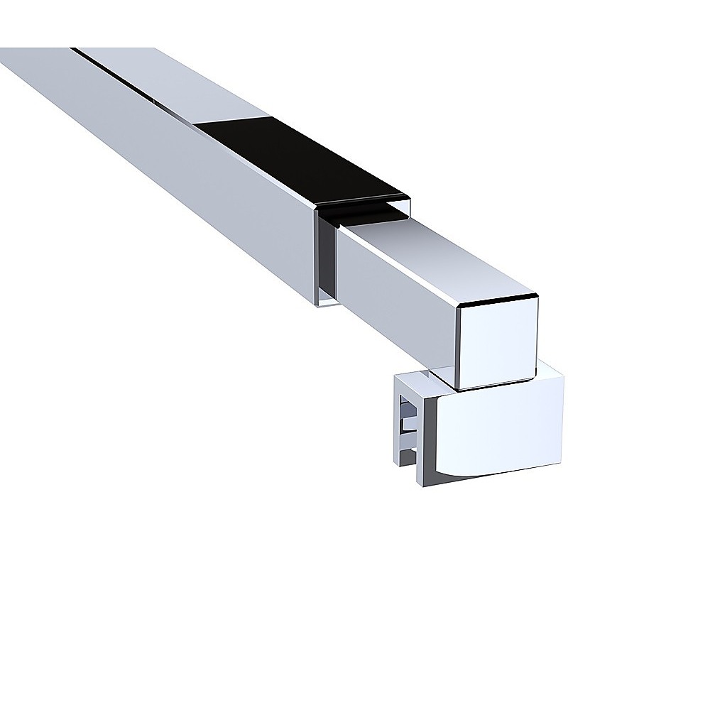 100x210cm Glass Shower Screen with Chrome F-brackets & Square Pole