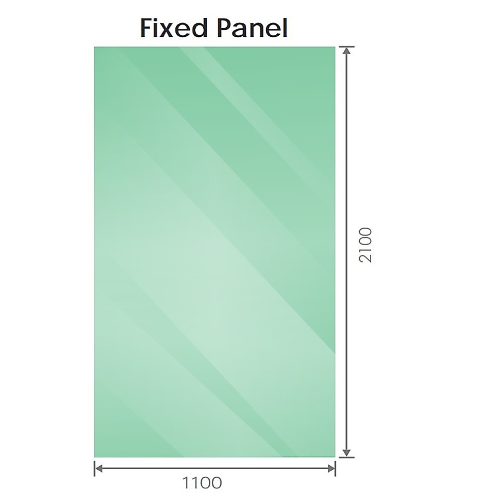 110x210cm Glass Shower Screen with Nickel Wall F-Brackets