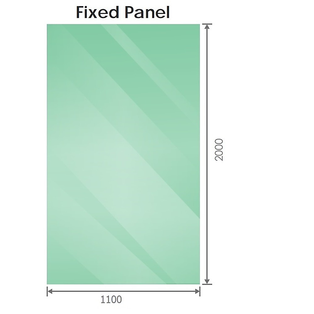 110x200cm Single Shower Glass Screen with Chrome Wall Channel & Square Pole