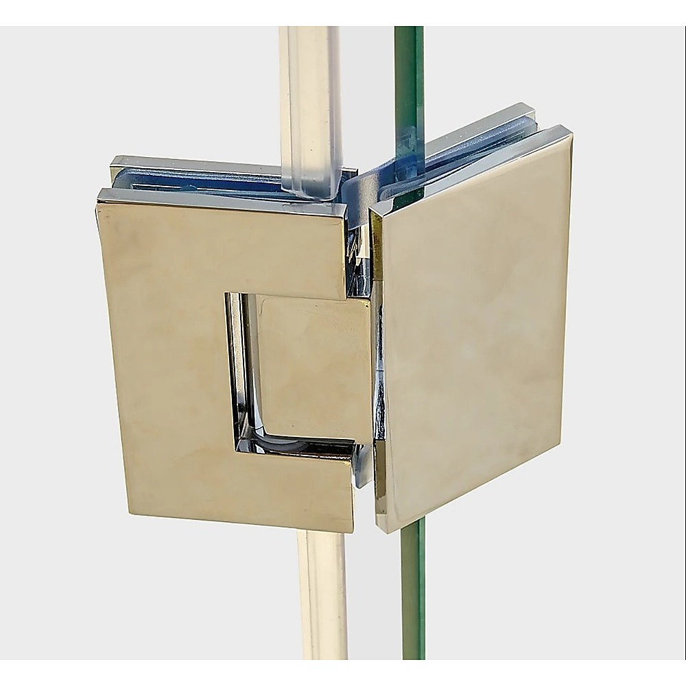 135 Degree Glass to Glass Brass Square Shower Hinge in Nickel