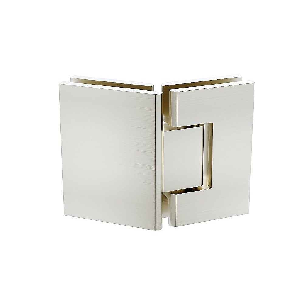 100cm Frameless Diamond Shower Screen with Nickel Brackets and Brass Hinges, Round Handle