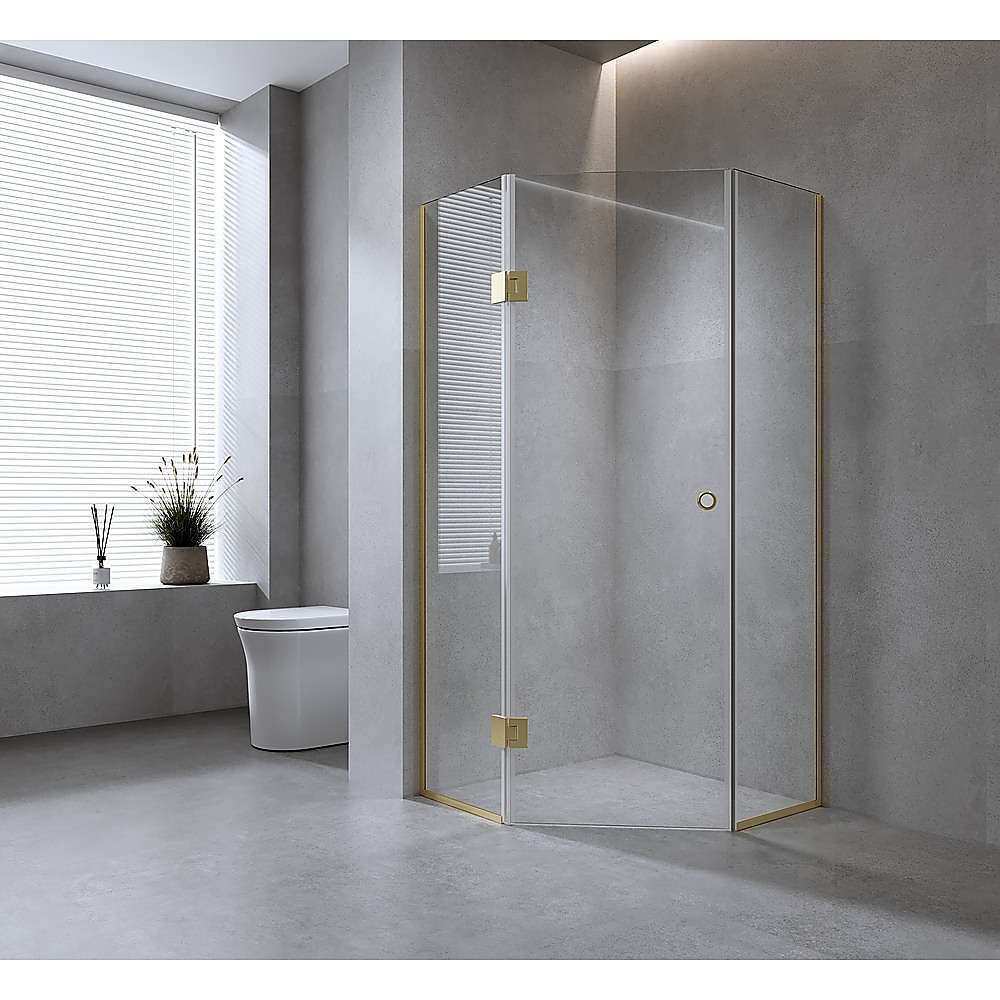 100cm Frameless Diamond Shower Screen with Gunmetal Channels and SS Hinges