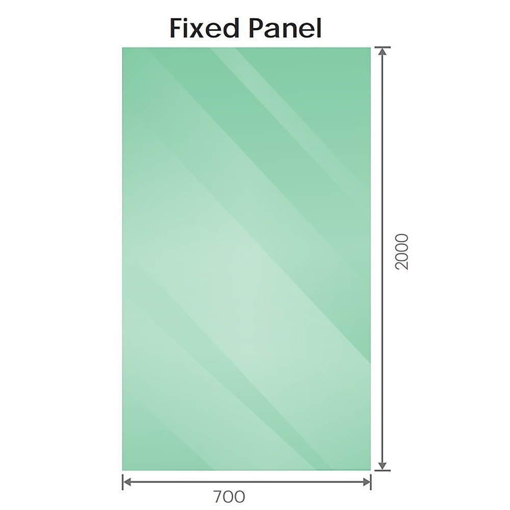 90x70cm Corner Frameless Shower Screen with Nickel Brackets and SS Hinges, Round Handle