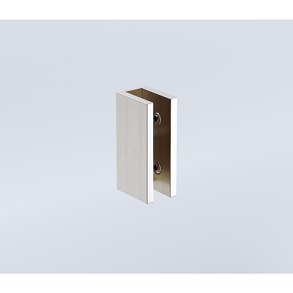 100x80cm Corner Frameless Shower Screen with Nickel Brackets and SS Hinges, Round Handle
